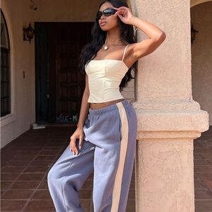 Edikted Gray Track Pants with Contemporary Style